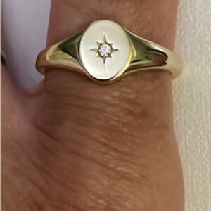 Gold Starburst Ring with Diamond Accent
